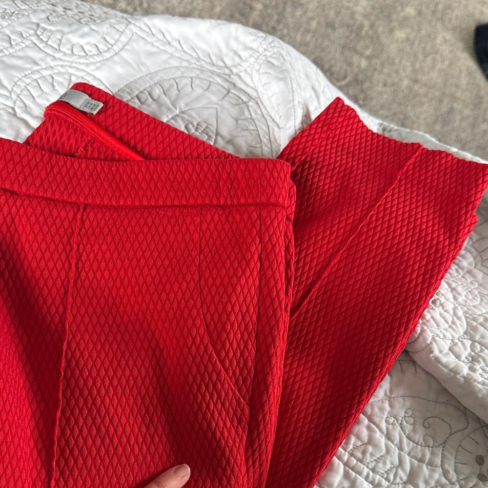 Dalia Bright Red Textured Knit Pants